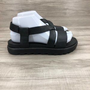 Sorel Roaming Criss Cross Black Leather Sandals Women's Size 7.5
